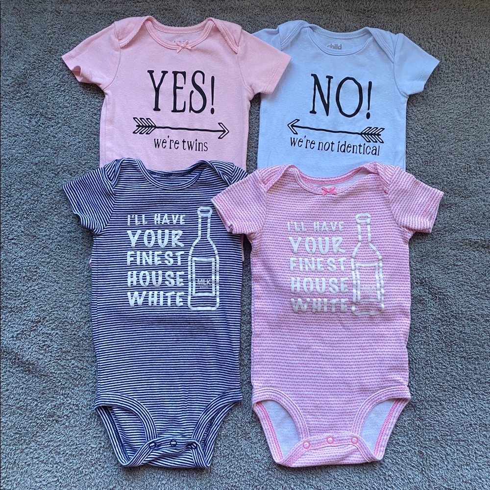 Boy/girl twin bodysuits